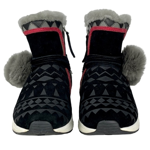 ASH MONGOLIA LAMBSKIN SUEDE SHEARLING GEOMETRIC POM POMS SNEAKER WINTER BOOTS - Picture 5 of 14